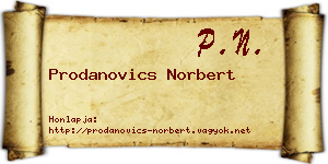 Prodanovics Norbert névjegykártya